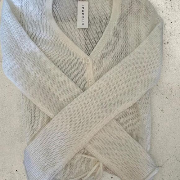 Brandy Melville Sweaters - Brandy-melville Women's White and Cream Cardigan